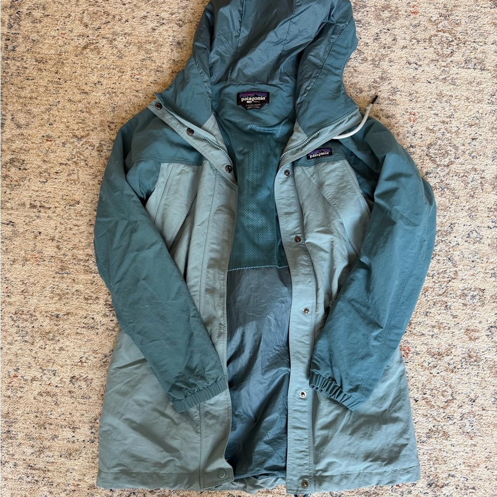 Patagonia Blue Hooded Rain Jacket